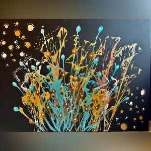 A Beloved Abstract Art Canvas with Gold and Blue Accents
